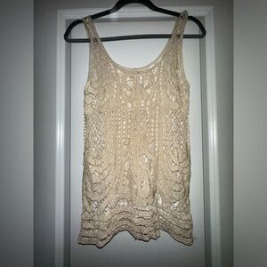 Gold shimmery cut out boho tank top / small / medium